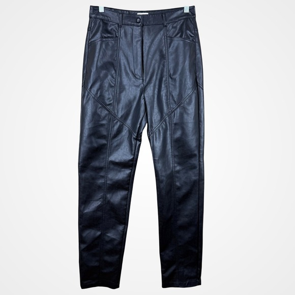 Pants - Aritzia Wilfred Vegan Faux Leather Pants Sz 8 Black High-waisted Straight Rebel